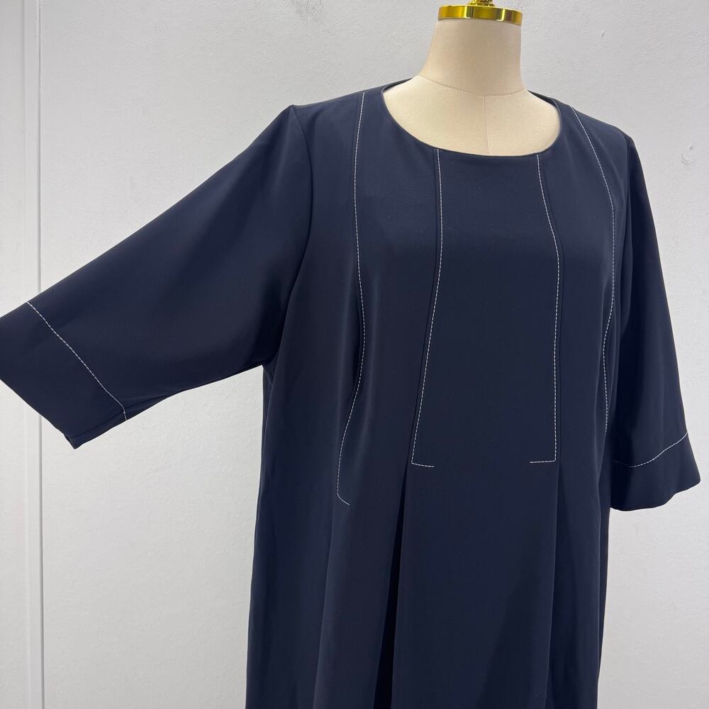 NWT Marina Rinaldi Dark Navy Midi Dress Plus sz US 20 Minimalist Neutral Capsule - Picture 4 of 10